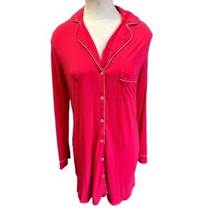 Victoria's Secret‎ Sleep Shirt Nightgown Pajama Top Red White Trim Small